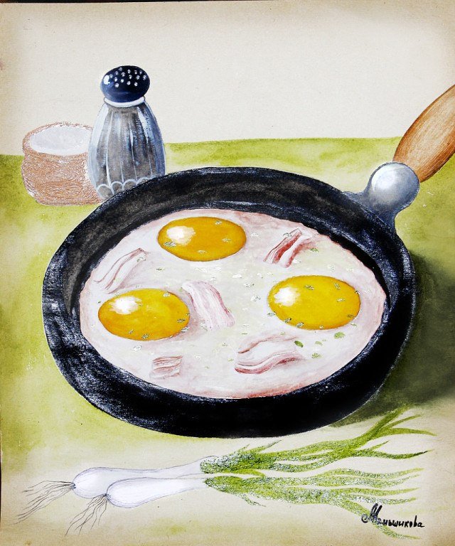 Яичница рисунок карандашом