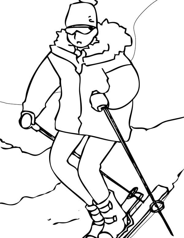 Раскраска спорт лыжи