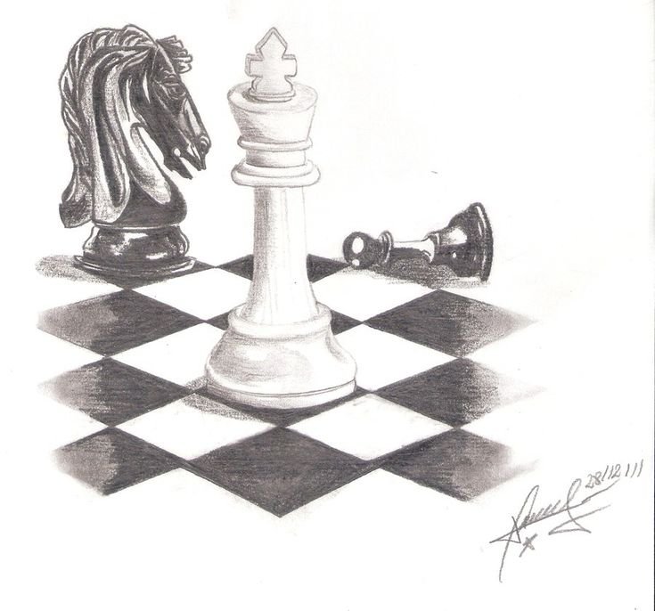 Шахматы рисунок карандашом