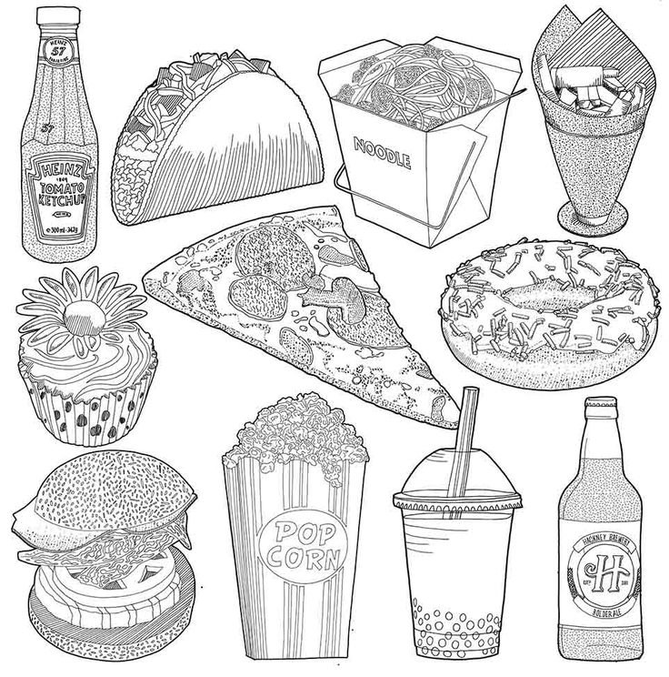 Рисунки для раскрашивания еда