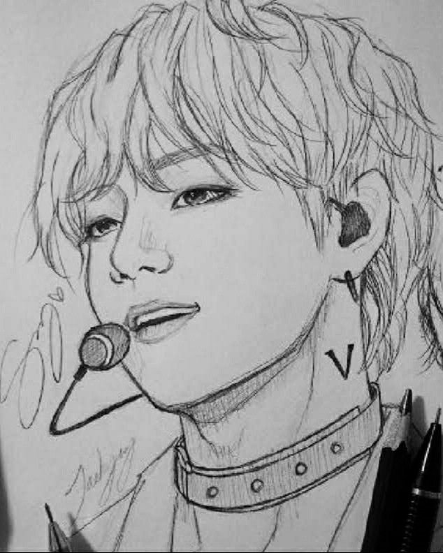 BTS рисунки Тэхен