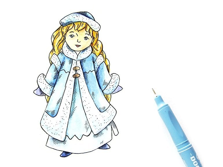 Рисунок Снегурочки для детей