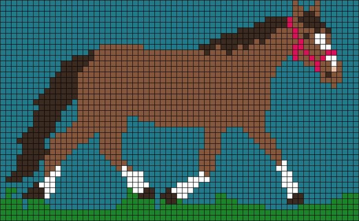 Рисунки по клеточкам лошадь