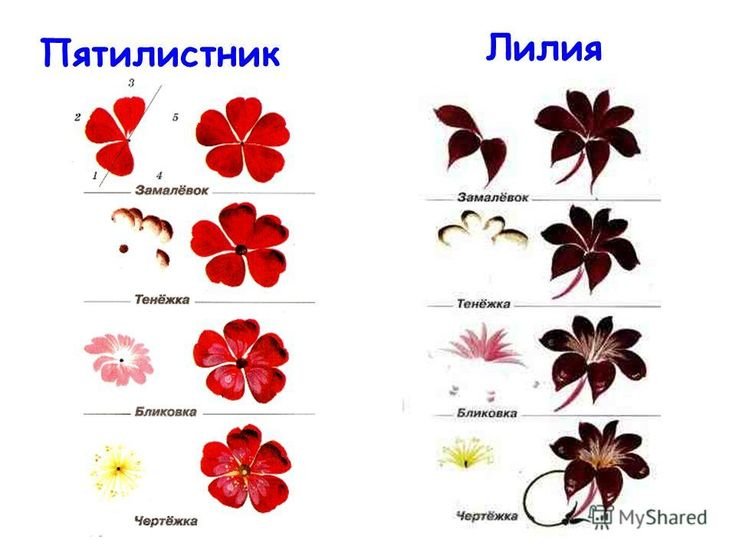 Элементы и узоры Жостовской росписи