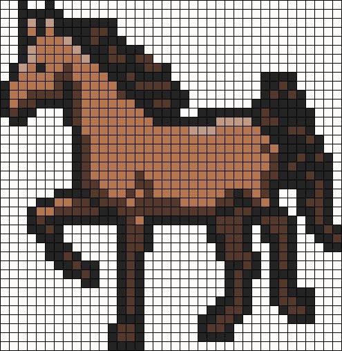 Рисунки по клеточкам лошадки