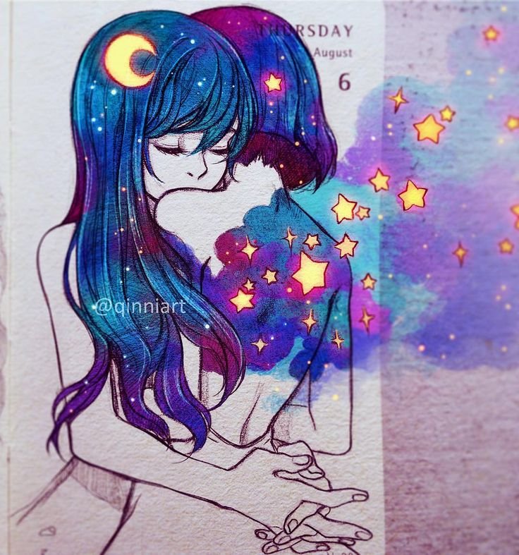 Рисунки акварелью аниме