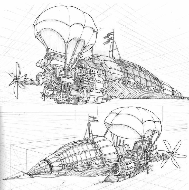 Дирижабль рисунок карандашом