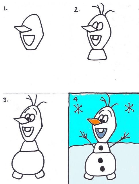 Олаф лёгкий рисунок
