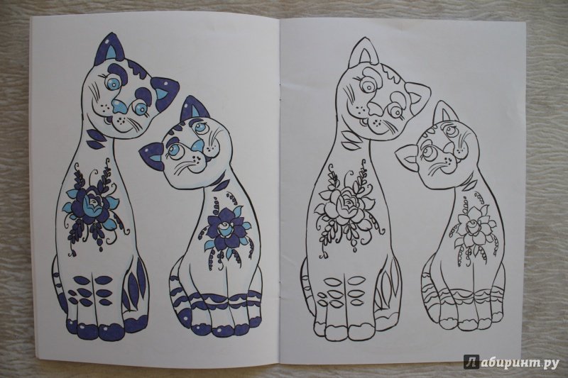 Рисование котика Гжель