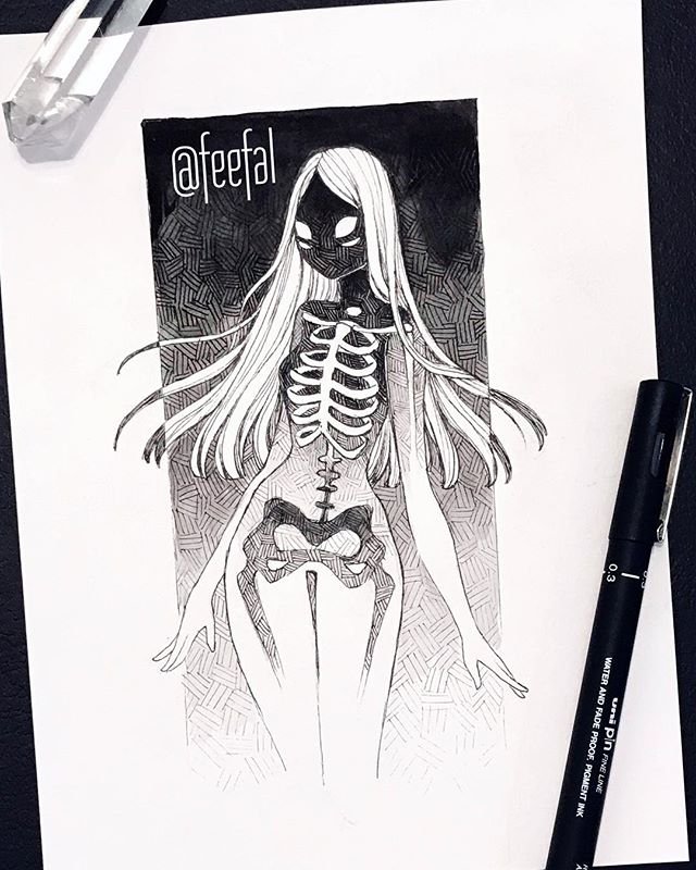 Рисовать скелета девушки