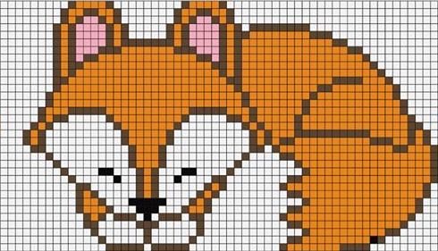 Рисунки по клеточкам Лисичка