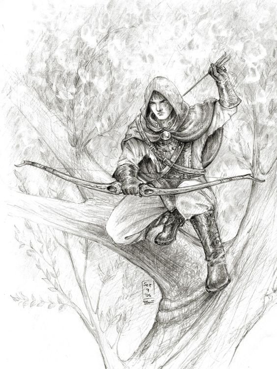Лучник рисунок карандашом