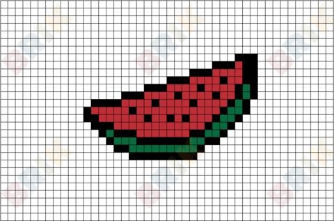 Рисунки по клеточкам арбузик