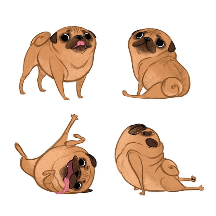 Мультяшные мопсики