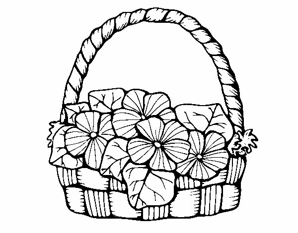Корзинка с цветами раскраска
