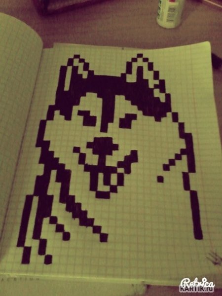 Рисование по клеткам собака