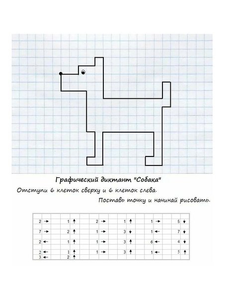 Графический диктант по клеточкам для дошкольников 5-6 простые