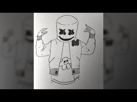 Рисунок карандашом маршмеллоу диджей