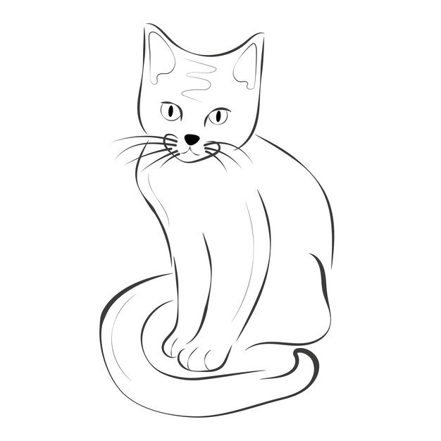 Кот сидит рисунок