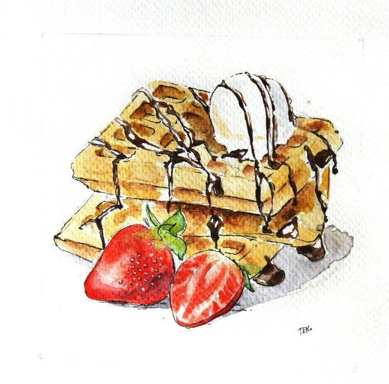Венские вафли скетчинг маркерами