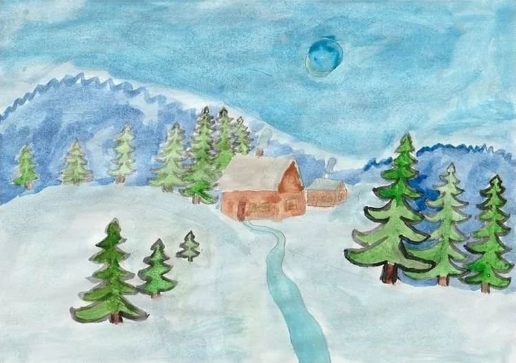Зимняя дорога иллюстрация
