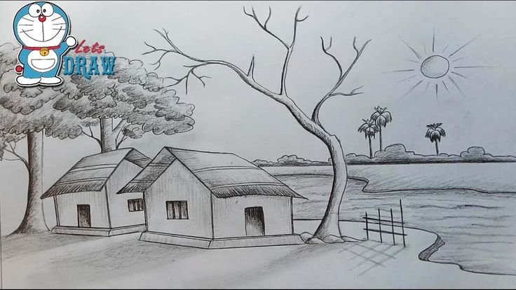 Рисунки карандашом природа