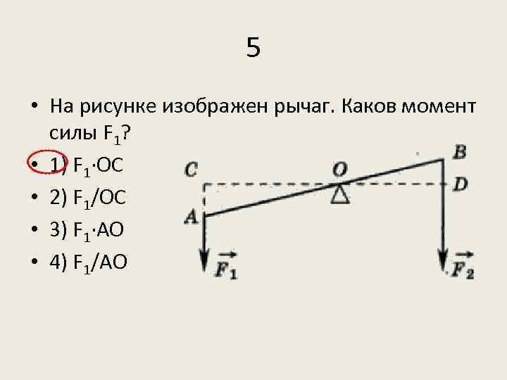 На рисунке изображен рычаг каков момент силы f1