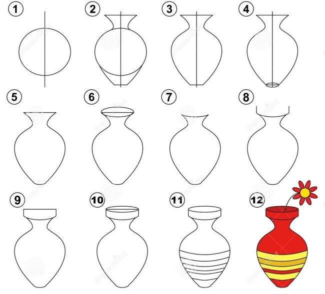 Поэтапный рисунок вазы