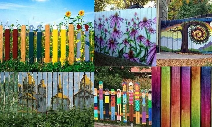 Декорация забора на даче