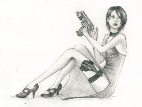 Resident Evil ада Вонг карандашом