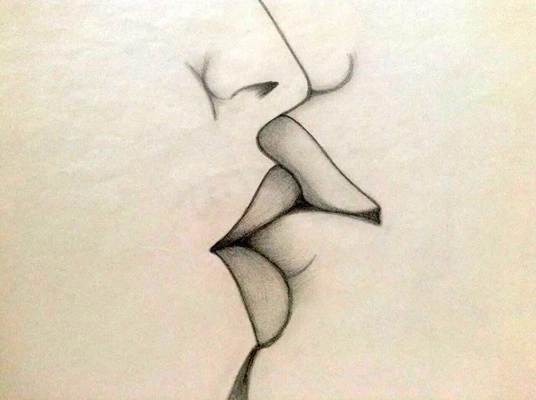 Поцелуй рисунок карандашом