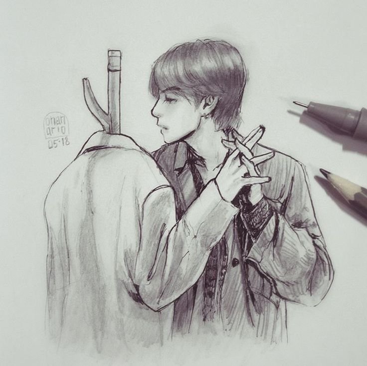 Рисунки БТС Тэхен