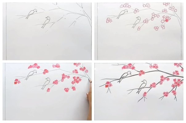 Весенние рисунки для срисовки карандашом