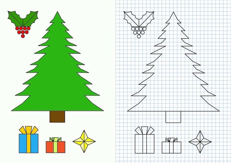 Рисование по клеточкам елка