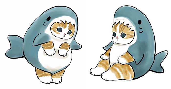 Котёнок в кочтюме акулы