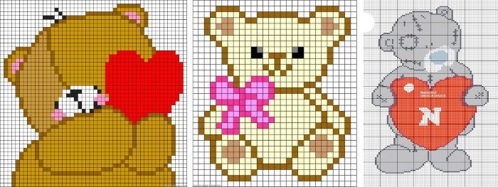 Рисунки по клеточкам Медвежонок