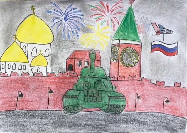 Рисунок на тему парад военной техники