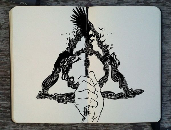 Рисунки линером в скетчбуке