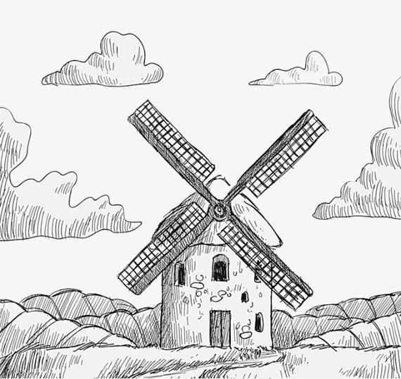 Мельница рисунок