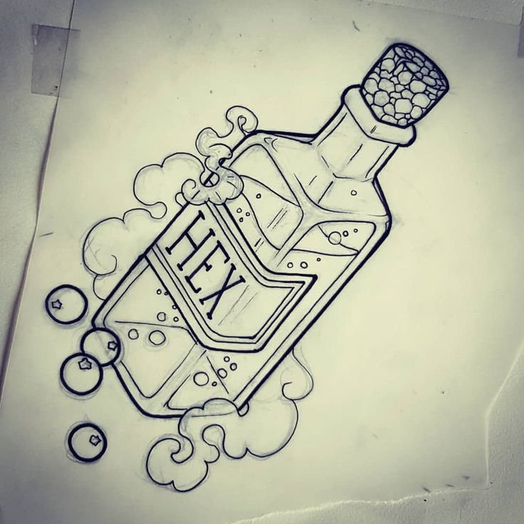 Эскиз тату бутылка