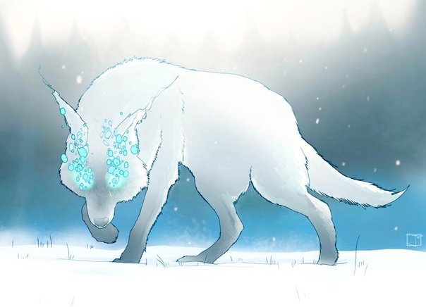 Волк в снегу арт