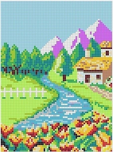 Рисование по клеточкам природа
