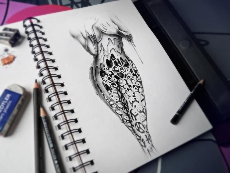 Красивые рисунки черной ручкой