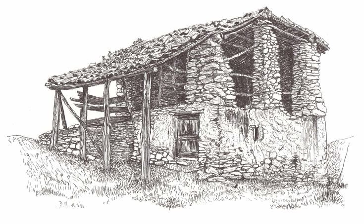 Нарисованный карандашом Амбар