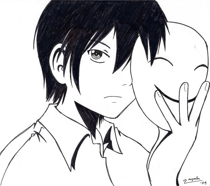 Аниме парень фальшивая улыбка