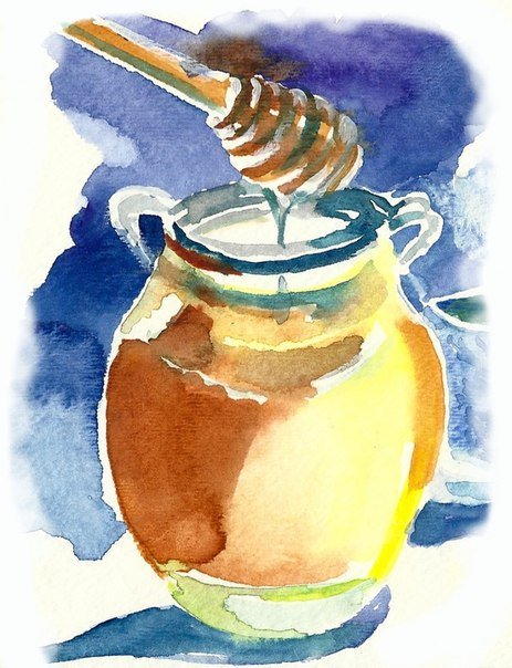 Рисунки медовой акварелью
