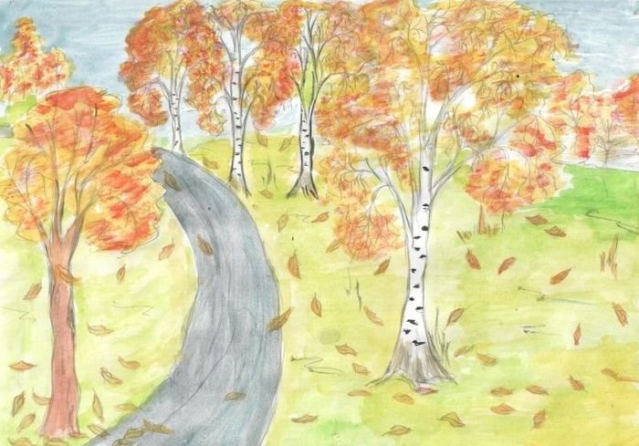 Осенний лес рисунок