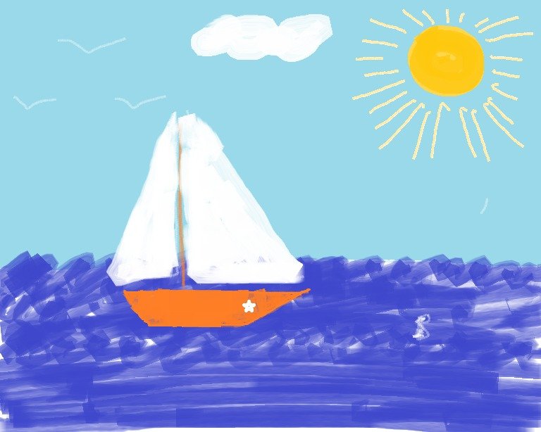 Рисование кораблик в море
