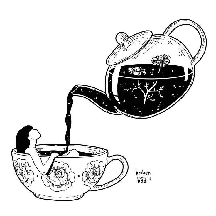 Чайник и чашка рисунок