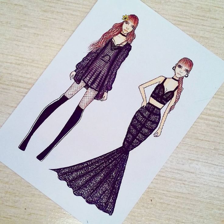 Идея для рисования в платьях